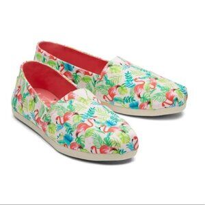 NIB Toms x Paper Source Alpargata Slip-On Sz 9 Pink Flamingos